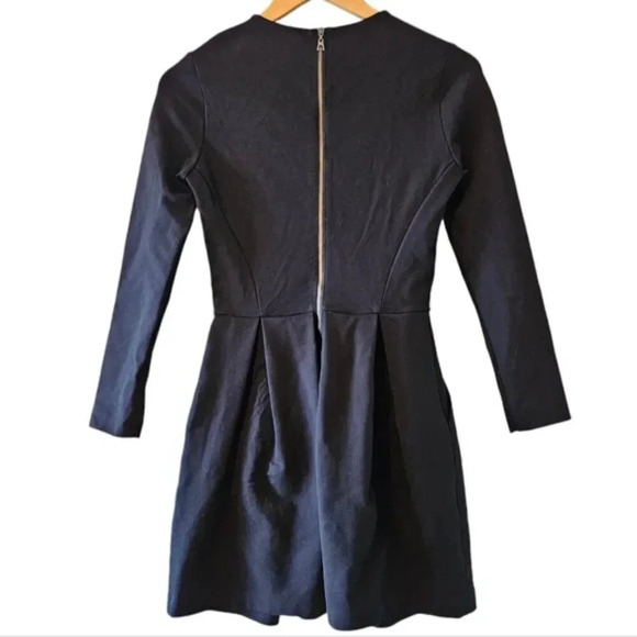 Aritzia Talula Tartine Pleated Fit and Flare Long Sleeve Black Mini Dress Size 4 - Picture 9 of 14